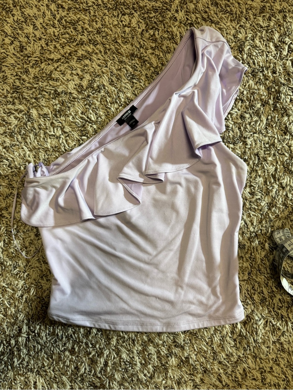 Express One-Shoulder Ruffle Top in Light Lavender